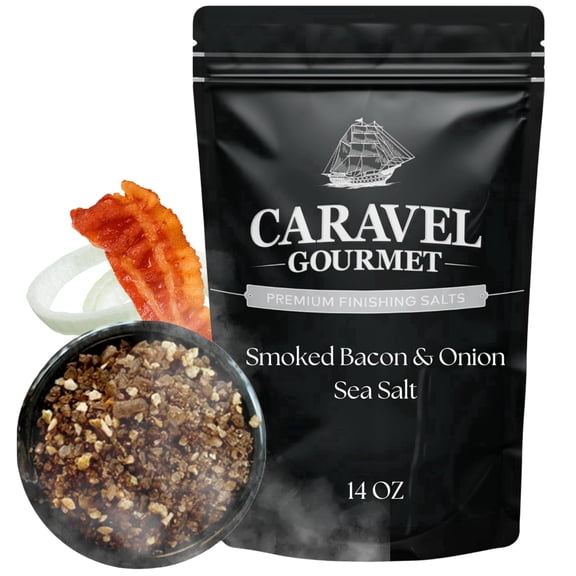 Caravel Gourmet Smoked Bacon & Onion Sea Salt for Seasoning Meats & Veggies, 14 Oz Refill Pouch