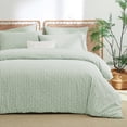 thumbnail image 4 of NAYOROOM 100% Cotton Gingham Duvet Cover King Set, 3-Piece Linen Like Textured Breathable Soft Bedding Cover（Sage Green Gingham）, 4 of 7