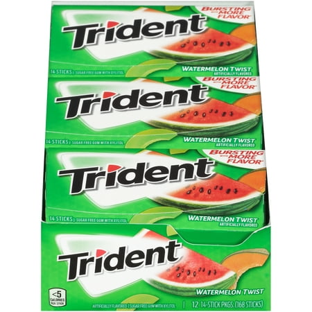 Trident, Sugar Free Watermelong Twist Chewing Gum, 14 Pcs, 12