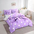 thumbnail image 3 of Manfei Kawaii Ribbon Bow Knot 7 Pieces Bedding Comforter Set for Girls Female Children,Polka Dots Full Bedding Set Lightweight,Dreamy Princess Fitted Sheet Flat Sheet,Microfiber Bedroom Decor, 3 of 8