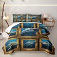 thumbnail image 2 of meiyoeat Ocean Animal Shark Quilt Full For Boys,Vintage Coastal Style Full Bedspread Sets Kids,3-Piece, 2 of 7