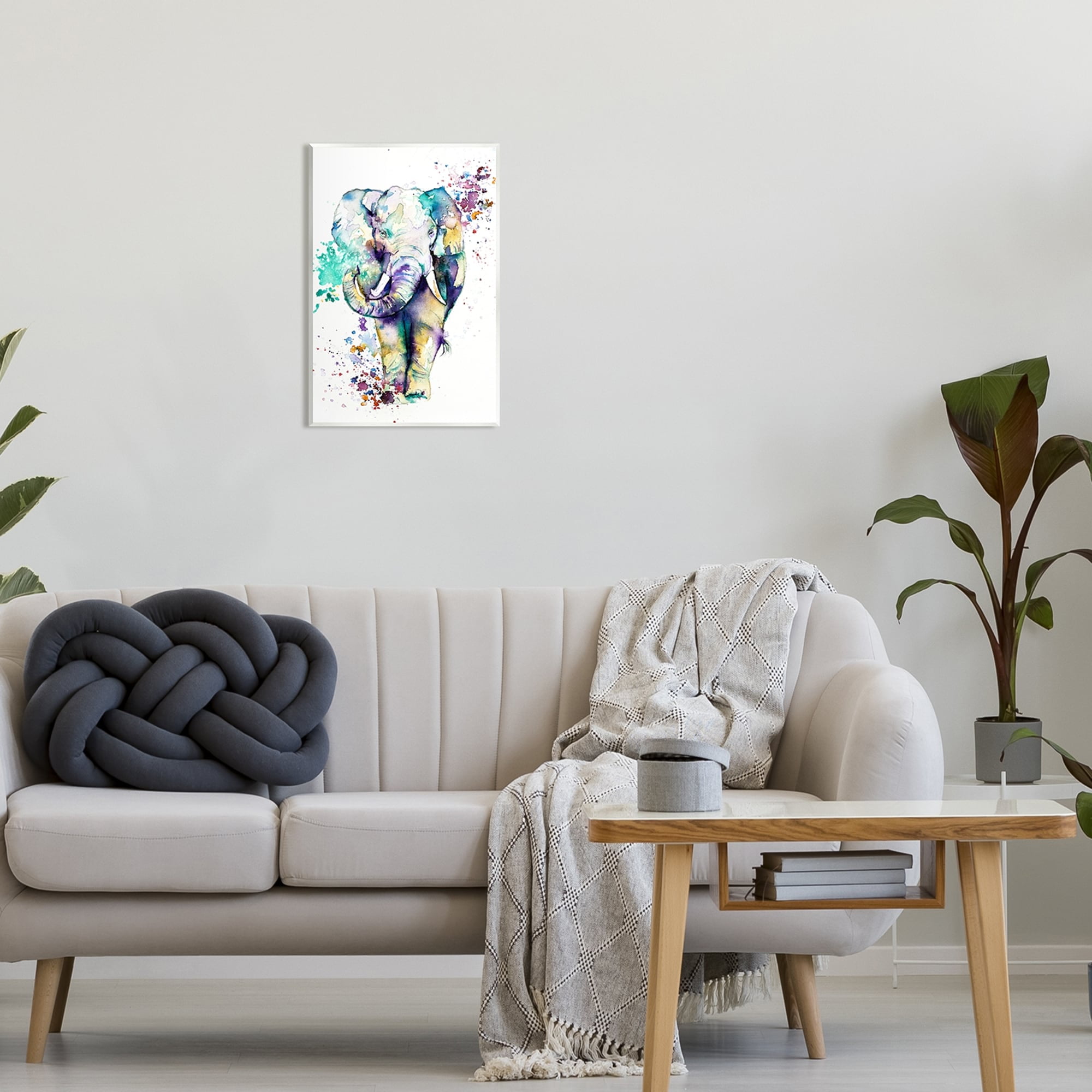 Stupell Industries Street Style Speckled Elephant Paint Splatter Animal Graphic Art Unframed Art Print Wall Art, Design by Emma Catherine Debs
