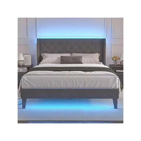 Zocalo Base de Cama Queen Size | Cama con Almacenamiento, Respaldo Ajustable  | Gris
