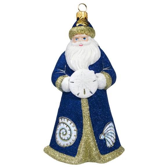 Beachy Santa - 1 Ornament 6.5 Inch, Glass - Ornament Glitterazzi Shell Zkp4511bch