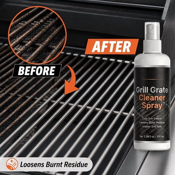 Grill Grate Cleaner Spray, Heavy BBQ Grease Remover for Oven Grill Grate, Microfiber Cloth Included, 3,38 fl oz
