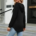 thumbnail image 4 of WEAIXIMIUNG Women's Novelty T-Shirts Plus Size Ladies' V Neck Solid Color Button Drawstring Long Sleeve Loose T Shirt, 4 of 4