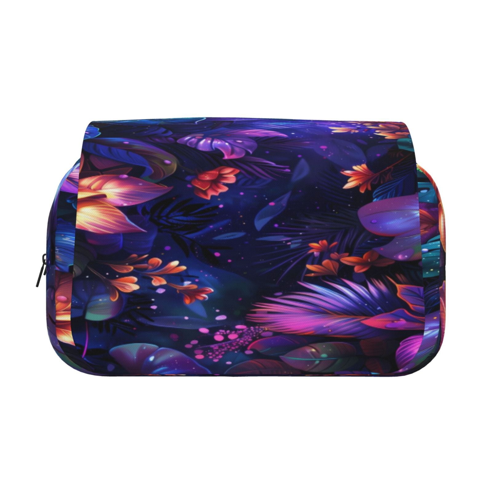 Rateoe Magic Colorful Forest Leaves Pattern Double Clamshell Pen Case, Storage Organizer with Two Zipper Compartments– Holds Up to 50 Pencils & Pens