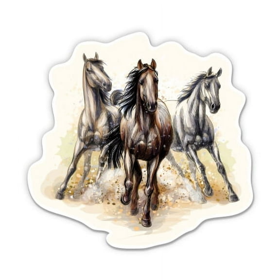 Wild Horses Running - 3" Vinyl Sticker - For Car Laptop I-Pad Phone Helmet Hard Hat - Waterproof Decal