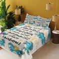 thumbnail image 4 of Ambesonne Unicorn Fitted & Top Sheet Set with Shams, Rainbow Stars, Beige Teal Blue, 4 of 8