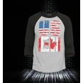 thumbnail image 2 of Shop4Ever Men's US EH American Canadian Flag Humor Raglan Baseball Shirt X-Large Heather Grey/Black, 2 of 4