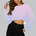 thumbnail image 2 of hotojiny Fall Fashion Women Crew Neck Crop Tops Long Sleeve Lightweigh Tee Shirt Loose Cropped Sweatshirts, 2 of 4