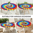 thumbnail image 7 of Colorful Tie Dye Mandala Pattern Round Fitted Tablecloth with Elastic Edge,Dining Table Cover Waterproof,Outdoor Round Tablecloth for Camping,Dining,Indoor and Outdoor, 7 of 7