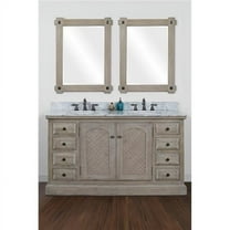InFurniture WK8160-CW TOP 60 in. Solid Recycled Fir Double Sink Vanity With Carrara White Marble Top-No Faucet