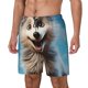 thumbnail image 1 of Balery Blue Sky Cute Wolf Bañador para hombre, shorts de playa de secado rápido con entrepierna y forro de compresión-Large, 1 of 6