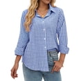 thumbnail image 3 of Fantaslook Plaid Button Down Shirts for Women Dressy Casual Long Sleeve Shirts Collared Work Blouses Tops, 3 of 10