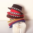 thumbnail image 3 of Txlixc Fedora para niños con correas a cuadros Txlixc  moda, 3 of 4