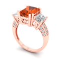 thumbnail image 2 of 4.27 ct Emerald Cut Simulated Red Diamond 3 Stone 14K Rose Gold Womens Engagement Ring, 2 of 5