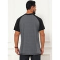 thumbnail image 3 of DARING DIVA Men's Raglan Henley Retro Short Sleeve Button Down T-Shirt M Dark Gray, 3 of 7
