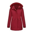thumbnail image 6 of Breezora Women's Winter Mid Length Insulated Jacket Cozy Lined Large Collar Quilted Outerwear Coat XL Size Wine, 6 of 8