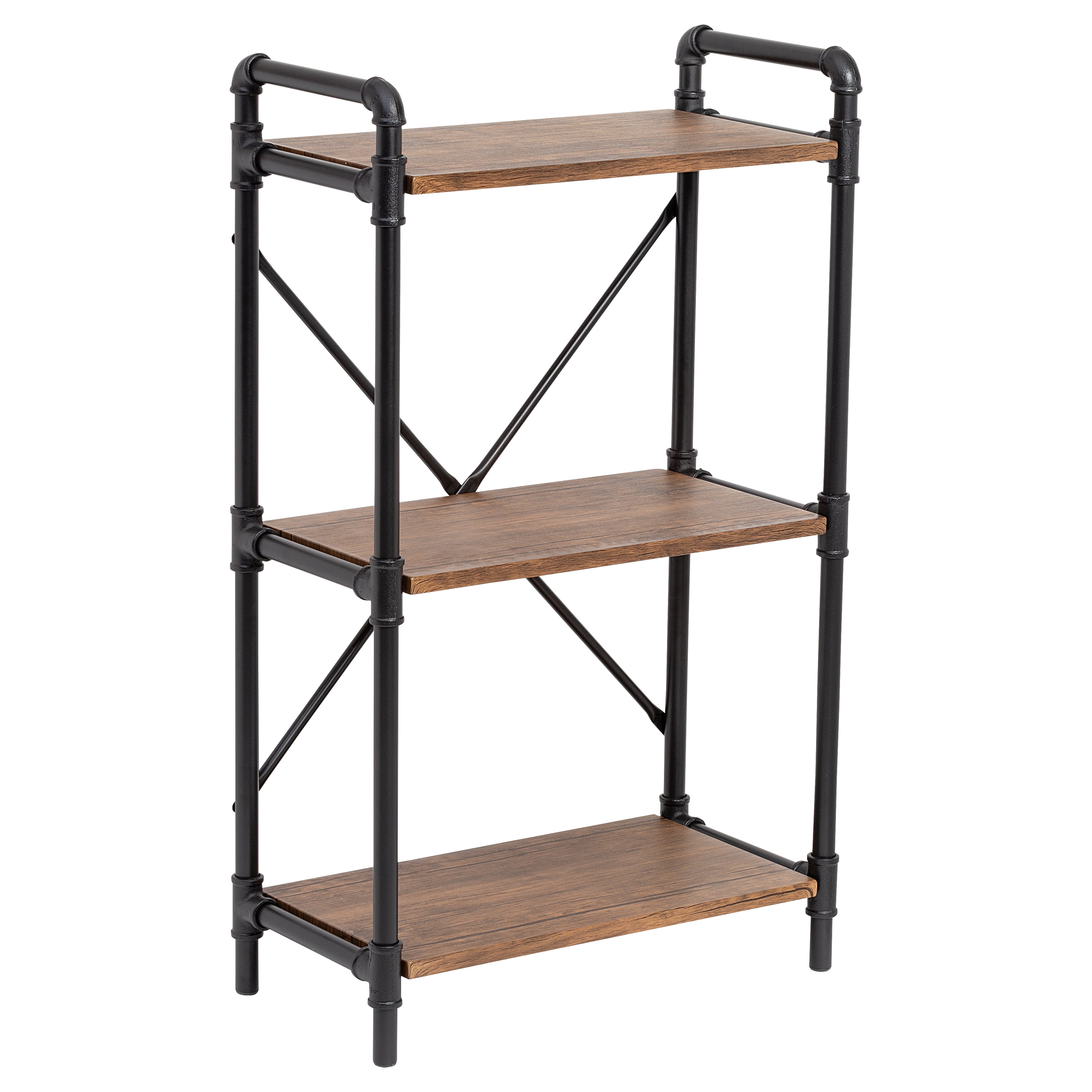 3Tier Industrial Black Bookshelf