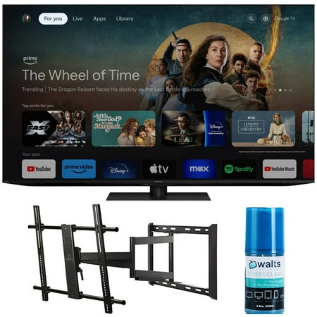 SHARP 4T-C65FV1U 65 Inch Class AQUOS XLED 4K Ultra HD Mini LED Google TV with a Walts TV Large/Extra Large Full Motion Mount for 43"-90" Compatible TV's and Walts HDTV Screen Cleaner Kit (2024)