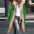 thumbnail image 2 of Fleece Jacket Women Long Puffer Coat Women Oversized Reversible Jackets Shearling Hooded Winter Fashion Coat Clothes Dark Green XL, 2 of 6