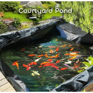 Taicans Pond Liner,10 x 13ft Pond Liner HDPE Fish Pond Liners Skins 20 Mil UV Resistant Preformed Pond Liner,Black Fish Pond HDPE Liner for Koi Ponds,Streams Fountains and Garden Waterfall