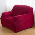 thumbnail image 4 of CJC Sofa Cover Plush Stretch 1 2 3 4 Seater Sofa Slipcover Chair Loveseat Couch Cover Furniture Protector Cover with 1 Pillowcase (1 Seater, Red), 4 of 11