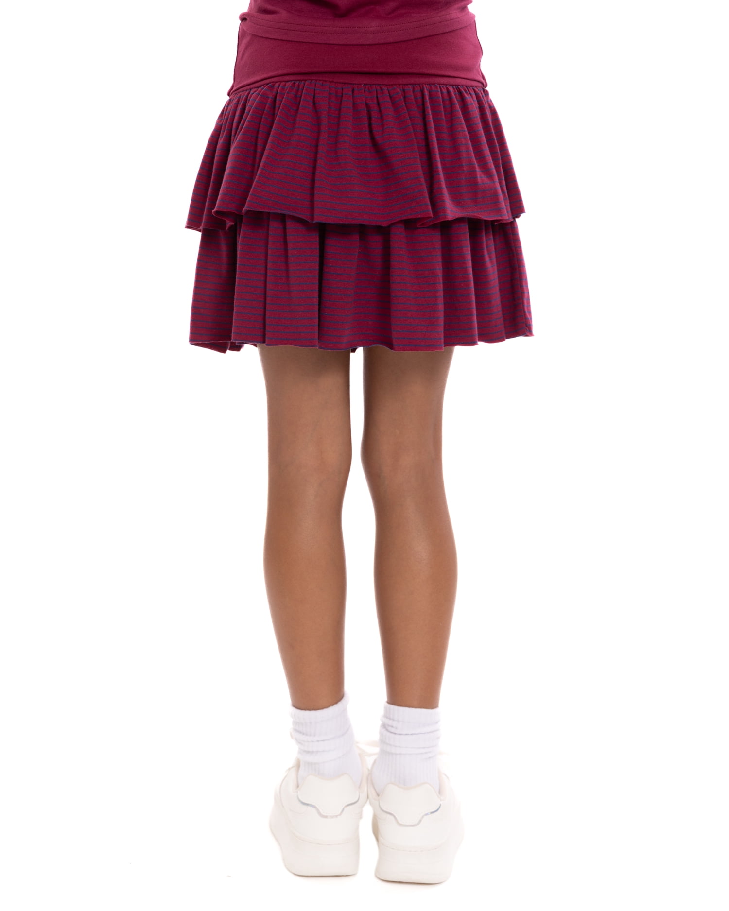 Minnie Mouse Girls' Varsity Stripe Tiered Ruffle Skort, Sizes 4-16