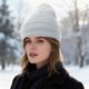 thumbnail image 3 of Gorro protector de punto acrílico para mujer | Gorro para control de encrespamiento para el cabello forrado de satén | Sombrero elástico elástico cálido para invierno | Pack de 1 | Poliéster, 3 of 5
