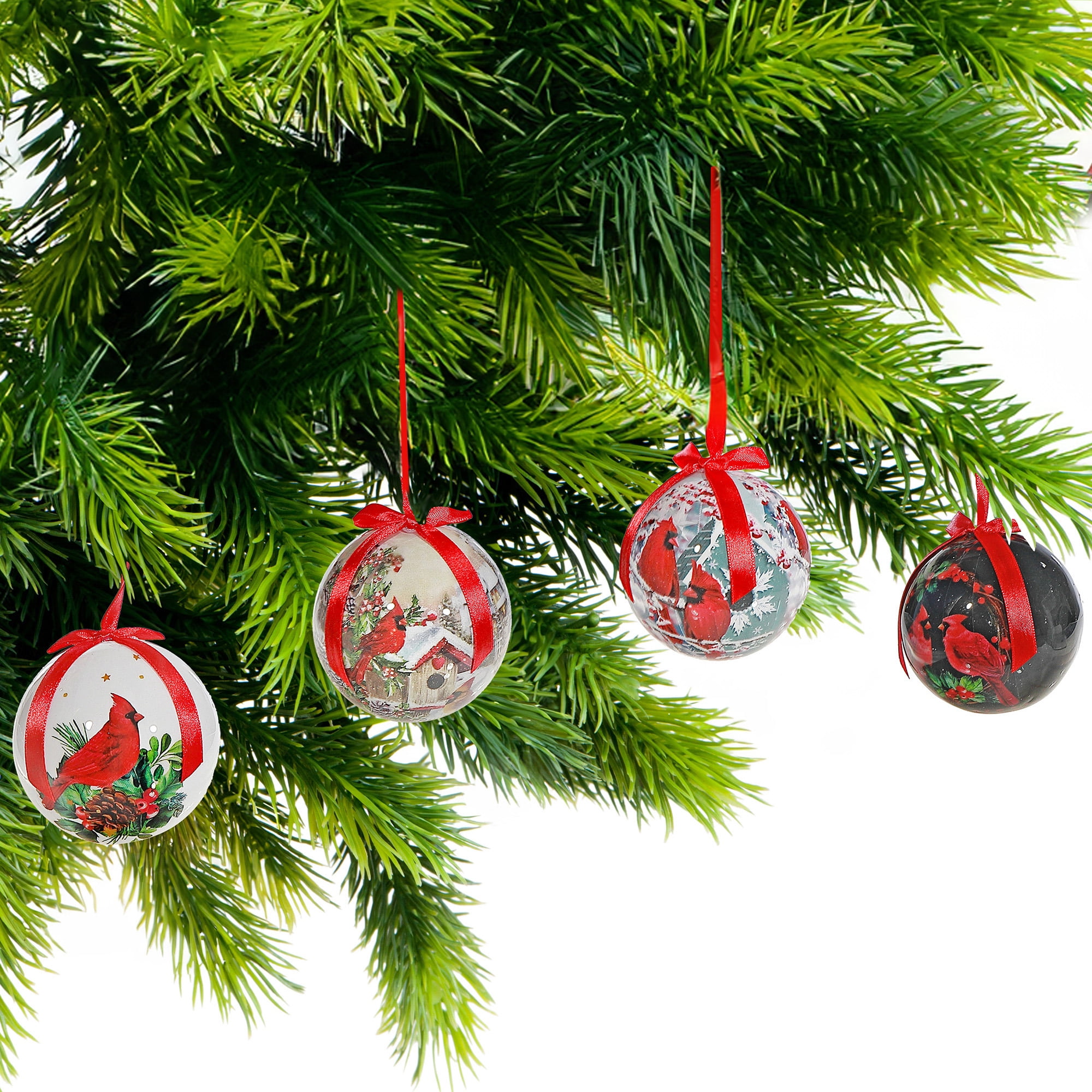 Cardinal Ribbon Ornament (Asstd) (12/Disp) - Set of 12