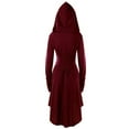 thumbnail image 4 of hirigin Women Halloween Costume Solid Color High Low Long Sleeve Hooded Dress for Party Role-playing Cosplay, 4 of 7