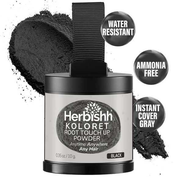 Koloret Root Touch Up Powder– Natural Black Powder for Women & Men, Instant Root Cover Up for Gray Coverage, Hairline Concealer for Thinning Hair & Bald Spots, Water-Resistant & Smudge-Proof, 10g