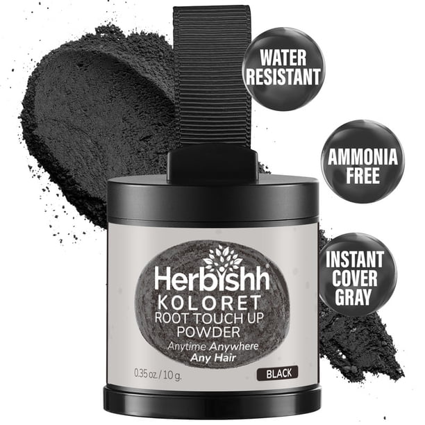 Koloret Root Touch Up Powder– Natural Black Powder for Women & Men, Instant Root Cover Up for Gray Coverage, Hairline Concealer for Thinning Hair & Bald Spots, Water-Resistant & Smudge-Proof, 10g