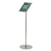 deflecto Floor Sign Display with Rear Literature Pocket,8 1/2x11 Insert, 45" High, Silver