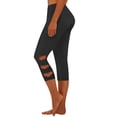 thumbnail image 2 of DGMIOCS Women Capris High Waist Yoga Pants Hollow Out Comfy Stretchy Seamless Leggings Workout Compression Capri Pants Black L, 2 of 7