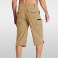 thumbnail image 6 of UVEASISHA Long Cargo Shorts for Men Fashion Multi Pocket Capri Pants Lightweight Casual Hiking Capris Straight Leg Cropped Work Trousers Khaki L, 6 of 8