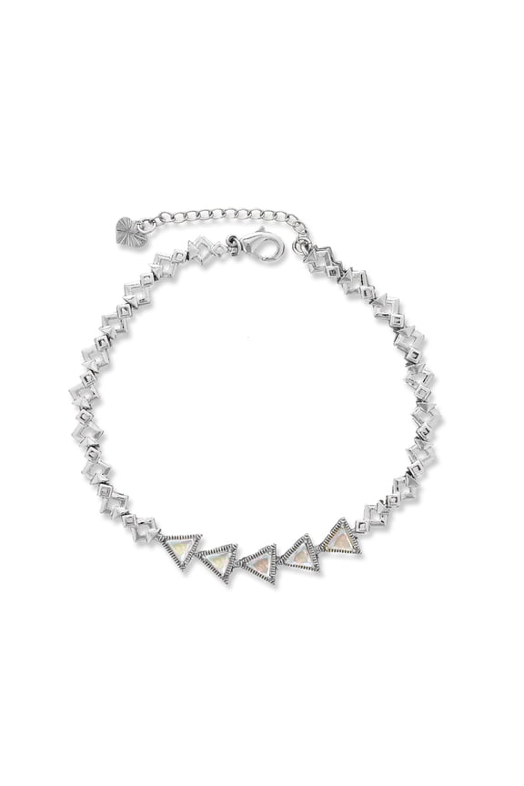 Silver Color CZ Anklets for Women, 6"+2" inch Adjustable Size in Brass Metal