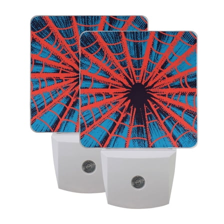 WOBOGO Red Spiderweb LED Night Light 2 Pcs Set 0.5 Watt Wall Plug in Dusk to Dawn Automatic Switch Soft White Light
