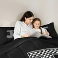 thumbnail image 4 of Feelyou Checkered Monogrammed J Bedding Comforter Set 7-Piece, Cartoon Buffalo Geometric King Bedding Sets, Teens Boys Girls Kids Reversible Bed Sheets, Luxury Bedroom Decor, 4 of 7