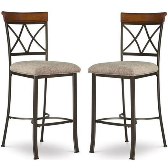 Home Square 29" Metal Bar Height Stool in Pewter Finish - Set of 2