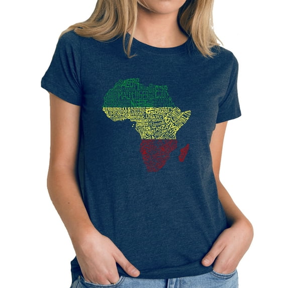 LA Pop Art Women's Premium Blend Word Art T-shirt - Countries in Africa