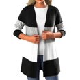 thumbnail image 3 of Women'S Long Sleeve Open Front Casual Cardigan Fashion Color Block Knitted Coat Sweaters Outerwear Black XL, 3 of 8