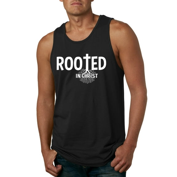 Wild Bobby Rooted in Christ Inspirational/Christian Men Graphic Tank Top, Black, Small
