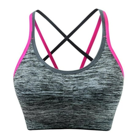 

Women s Racerback Sports Bras Sexy Crisscross Back Medium Support Yoga Bra with Removable Cups Wirefree Bra Gym Activewear Bra Seamless Sports Bra