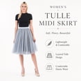thumbnail image 2 of Women’s Gray Tulle Midi Skirt, Layered A-Line Tutu Skirt, One Size Elastic Waist Party Skirt, 2 of 8
