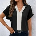 thumbnail image 3 of Mittory Womens Tops Dressy Casual Short Sleeve Business Shirts V Neck Pleated Work Blouses Loose Fit Fall Trendy, 3 of 6