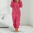 thumbnail image 2 of Towmus Women Onesies Fluffy Fleece Jumpsuits Sleepwear Plus Size Hooded Sets Pajamas Adult Winter Warm Pajamas Homewear Christmas with Pockets, 2 of 8