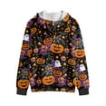 thumbnail image 2 of Xoenoiee Pumpkin Ghost Cat Bat Star Spider Web Print Zip Up Hoodies Halloween Sweatshirt for Girls Boys Juniors Kids Loose Sweater with Pocket Long Sleeve Hooded Jacket Sports Shirt, 11-13 Years, 2 of 7