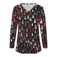 thumbnail image 5 of ICHUANYI Liquidación Mujer Moda Navidad Impreso Camiseta Mangas Blusa Cuello V Casual Tops ICHUANYI WER202308233266, 5 of 5